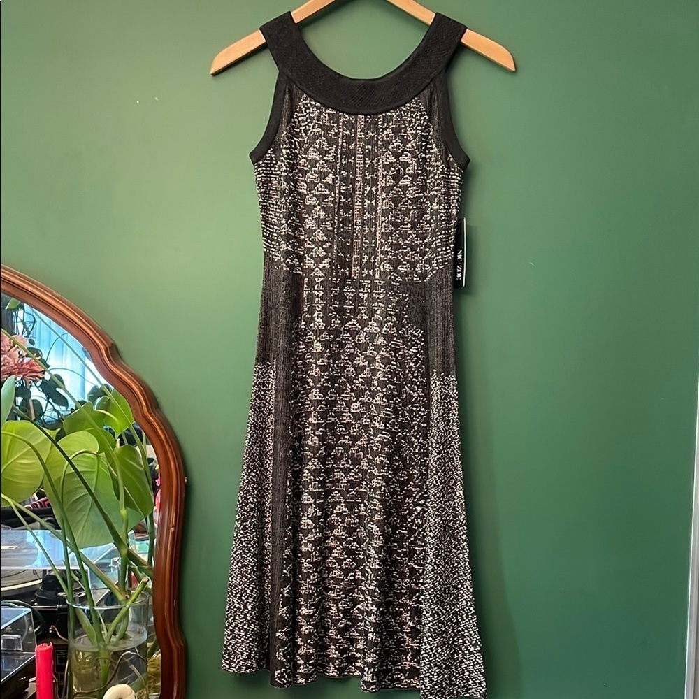 NIC+ZOE Tweed Black, Tan & White Patterned Sleevless Sweater Dress Womens XL